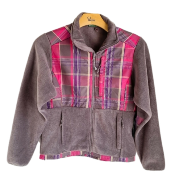 Mountain Fog Fleece Jacket Womens L Brown/Pink Checkered - Picture 1 of 3